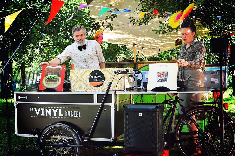 Vinyl Mobiel DJ platen personeelsfeest evenement